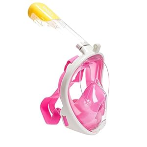 Schnorchelmasken 41P3VR4zkpL. SS300 Anti-Beschlag: Separates Atemkammer-Design verhindert effektiv das Beschlagen der Maske durch ein duales Luftstromsystem: Genießen Sie kristallklare Sicht.
180 ° Panorama: Die Schnorchelmaske bietet Ihnen ein bruchsicheres Sicherheitsfenster mit 180 ° breiter Sicht und bietet Ihnen eine vollständige Sicht unter dem Meer.
Einfaches Atmen: Beim Schnorcheln mit einer Vollmaske entfällt das unbequeme Beißen auf den Schnorchel und Sie können natürlich durch den Mund atmen.
