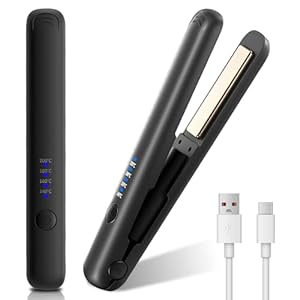 Mini Glätteisen Kabellos, 2 in 1 Reise Glätteisen Mini mit 4 Temperaturen glätteisen locken und Glätten mit LCD-Display Tragbares Reiseglätteisen mit USB-C Aufladung, 30s Schnelles Aufheizen