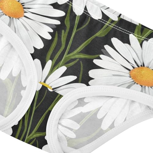 White Daisies Black Toddler Underwear Custom 2t Cotton Little Girl Panties Animals Briefs Girls Undies4