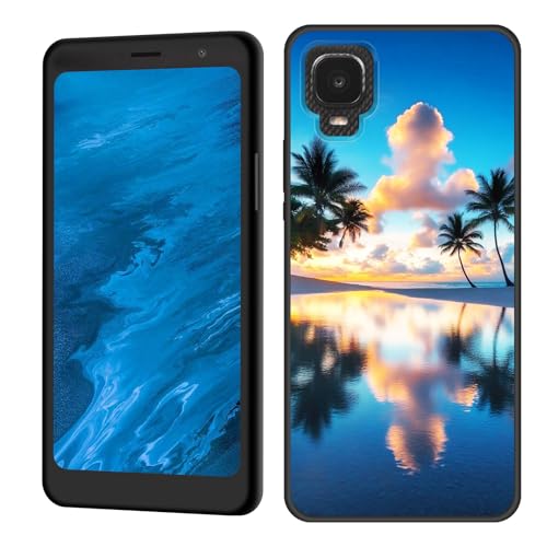 GFEWYTJYJ for TCL A3 A509DL Case,Premium Soft Silicone Rubber Full-Body Protective Anti-Scratch Shockproof Bumper Case for TCL A3 A509DL,Beach Sunset Palm Tree