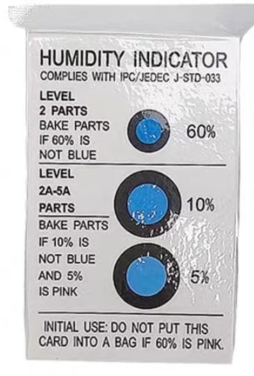 250 Pack Six-Point Humidity Indicator Card 10-60% PCB Circuit Board HIC Blue Brown Eco-Friendly Cobalt-Free Color-Changing Test Card (Blue,5-10-60%)