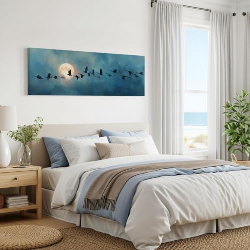 Tableau sur toile panoramique bleu de paysage côtier horizontal