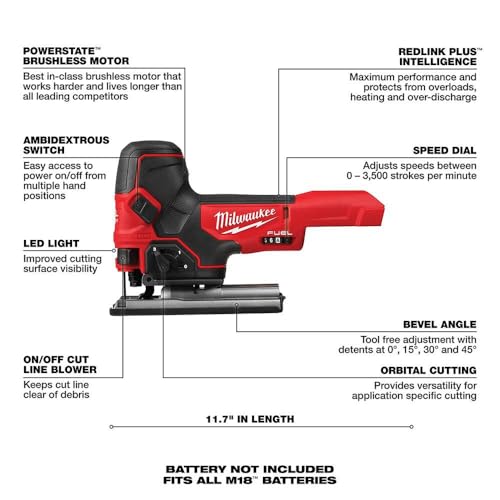 Image of MILWAUKEE'S Jig Saw,18VDC,Barrel Grip