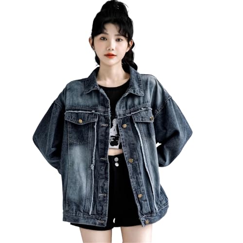 Veste en jean ample pour femmes, haut décontracté parfait pour le style bohème du printemps