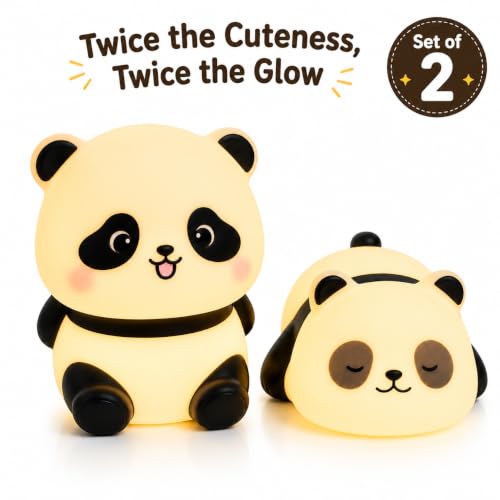 Image of Quace Cute Panda Squishy Toy Set of 2 | Soft Stress Relief Squeeze Toys | Kawaii Panda Sensory Toy for Kids & Adults | Cute Desk Decor | Birthday Return Gift & Party Favor (AG3 Battery Oprated)