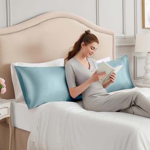 Image of INFIIXSO Silk Pillowcase Haze Blue 20 inchx54 inch