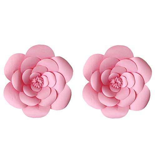 2pcs 8inch Paper Flower Backdrop Decoration - Party, Wedding, Rose Flower Wall Backdrop DIY Paper Handmade Craft for Nursery, Baby Shower, Birthday, Home Decor (8inch, Pink)