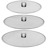 Amestar Grease Splatter Screen For Frying Pan Cooking - Stainless Steel Mesh Splatter Guard Set of 9.8', 11.5' and 13' inch -Stops Stove Oil Guard Skillet Lid Heavy Duty