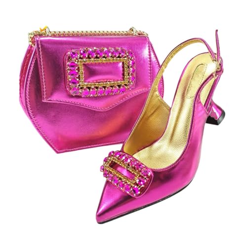 Sandales à talons fuchsia 40.5 avec pochette assortie mariage et fête