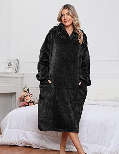 UMIPUBO Blanket Sweatshirt Oversized Sherpa Hoodie Super Soft Warm Comfortable Sherpa Giant Hooded Blanket with Pocket One Size Fits All, Men, Women, Girls, Boys, Friends