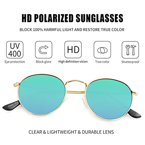 Image of Kursan Small Round Metal Polarized Sunglasses for Men Women Mirrored Lens Classic Circle Sun Glasses
