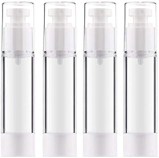 Yalbdopo 4Pcs Airless Pump Bottle | Refillable Empty Clear Travel Lotion Pump Containers/Vacuum Press Pump Bottles for Foundation, Essence, Lotion (50ml)