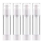 Yalbdopo 4Pcs Airless Pump Bottle | Refillable Empty Clear Travel Lotion Containers/Vacuum Press Pump Bottles for Foundation, Essence, Lotion (50ml)