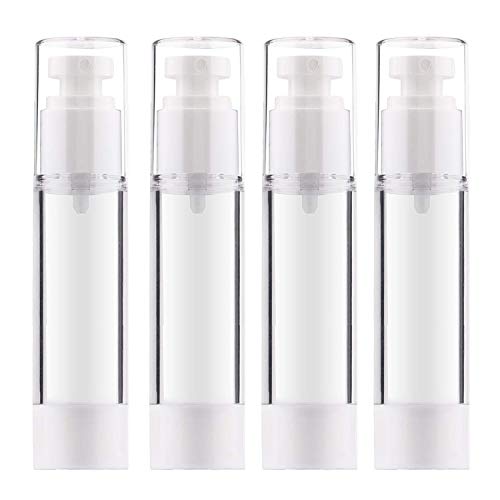 Yalbdopo 4Pcs Airless Pump Bottle | Refillable Empty Clear Travel Lotion Containers/Vacuum Press Pump Bottles for Foundation Essence Lotion (50ml)