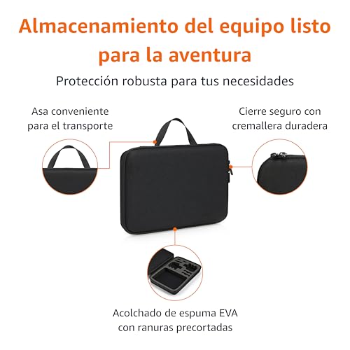 Amazon Basics Estuche de Protección Grande para GoPro y Cámaras de Acción con Espuma Interna, Portátil & Ligero, 33 x 22,9 x 6,4 cm, Negro, Sólido - imagen 2