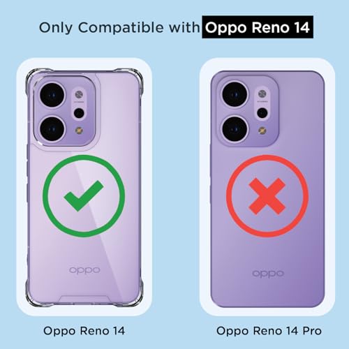 Image of Amazon Basics Back Cover for Oppo Reno 14 5G PC + TPU Clear Transparent Raised Edges Shockproof Protective Phone Bumper Case(Transparent)