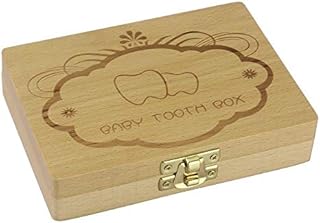 GIVBRO Wooden Baby Teeth Box Teeth Keepsake Box Tooth Collection Storage Souvenir Box Milk Teeth Organizer Holder for Baby Girl Boy, 1pcs