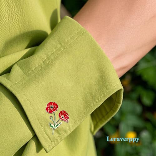 Image of Enamel Pin,Red Poppy Lapel Pin,Dress Collar Shirt Canvas Bag DIY Accessory,Pin for Birthday Wedding Anniversary Memorial Funeral Charity Party,Flower Brooch,Gift For Someone You Respect