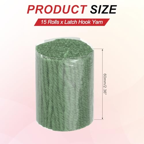 Image of MECCANIXITY 15 Rolls Latch Hook Yarn, 3mm Dark Green Latch Hook Kit Yarn Precut Hook Rugs Making Crochet Bundles for Rug Adults Beginners Tapestry DIY Craft