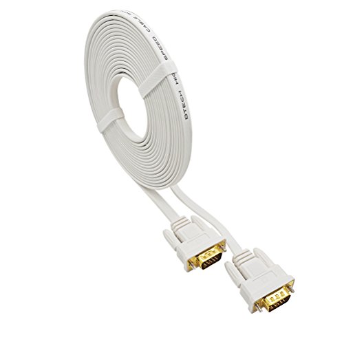 Dtech Thin Vga Cable 15Ft, Slim Flexible Vga Male To Male Computer Monitor Cord 1080P High Resolution (White, 15 Feet) #TOP5