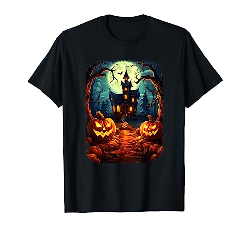 Halloween Haunted House Pumpkin Ghosts Spooky Season Camiseta