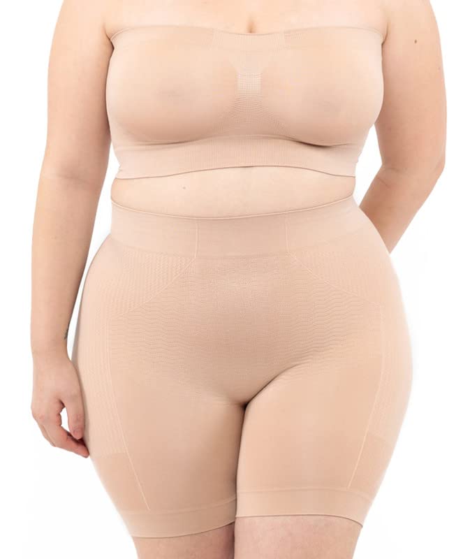 LEELA LABStrapless Bandeau for Women, Plus Size Shaping Bra with Push-up Effect Made with Seamless Microfibre - Made in Italy