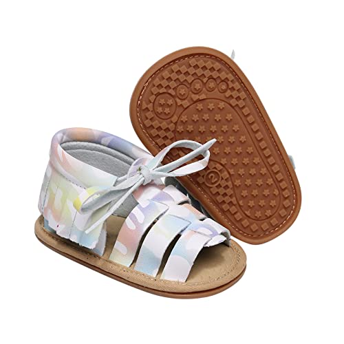 Infant Boys Girls Open Toe Camouflage Tie Dye Tassels Shoes First Walkers Shoes Summer Toddler Water Shoes Size 32