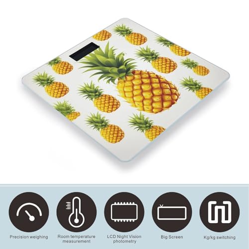Báscula digital compacta y precisa con ilustración piña amarilla miniatura 3