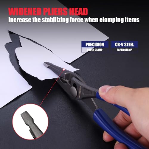 WORKPRO 8'' Long Nose Slip Joint Pliers, CR-V Needle Nose Pliers with Comfortable Grip Handles, 3-Zone Serrated Jaw from Premium Steel for Clamping, Tightening and Loosening thumbnail 6