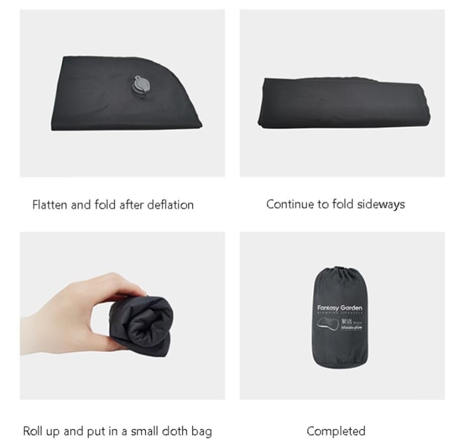 Luminexia Almohada de Playa Hinchable,Almohada Inflable Camping,válvula de Aire Dual,inflado/desinflado rápido,Compresivo,Compacto,Ergonómico,Ideal para Camping,Playa,Viajes,Avión