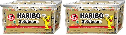 HARIBO Goldbears, Gummi Candy, 22.8 oz Tub (108 Packs) Assorted Flavors