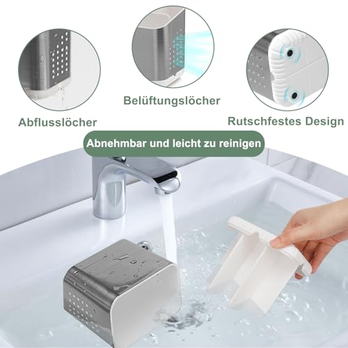 Badezimmer Organizer Zahnbürste, Abnehmbarer Elektrische Zahnbürste Ständer 4 Fächer, Familie Zahnbürstenhalter mit Abtropf, Kompakt Elektrische Zahnbürste Aufbewahrung für Zahnpasta Organizer 3