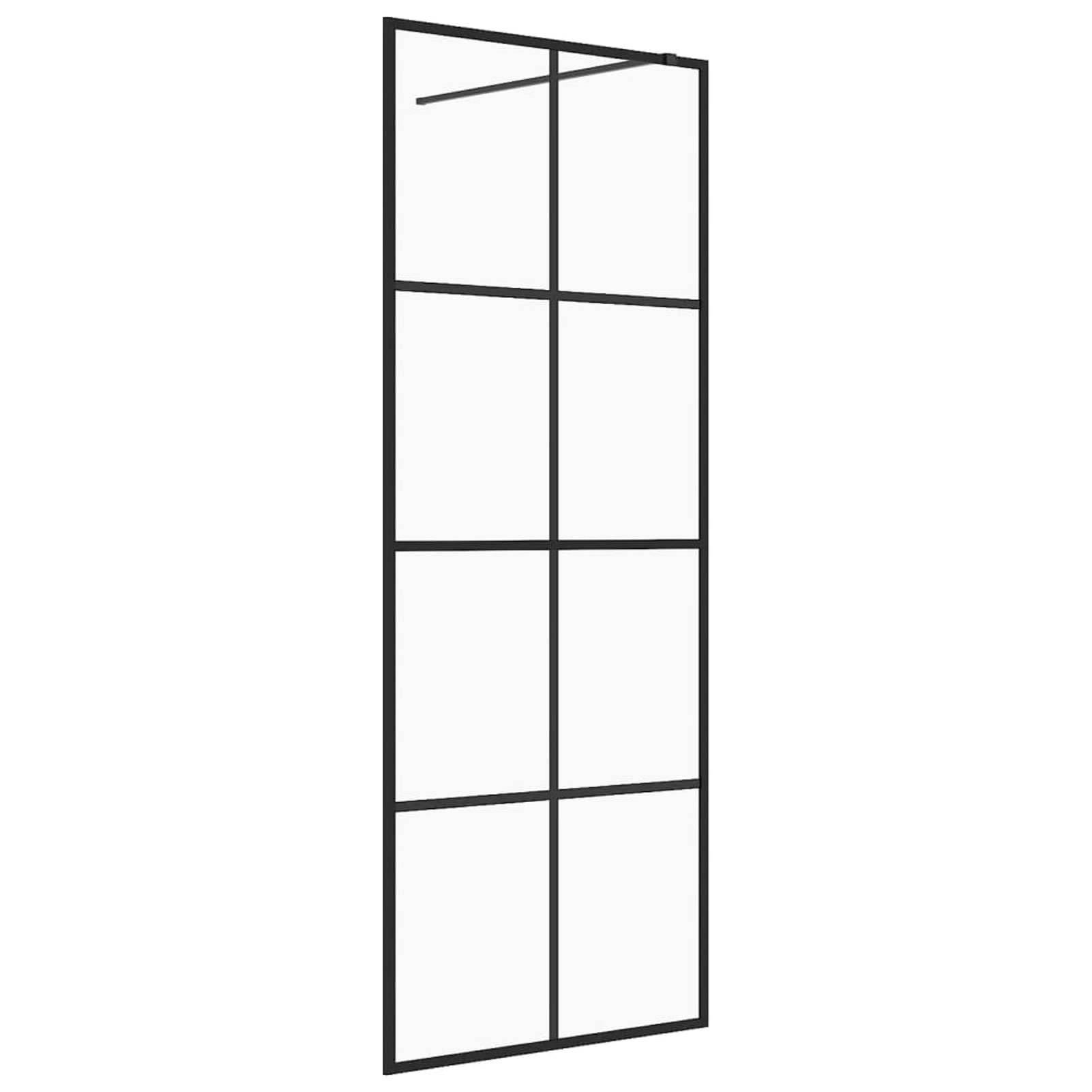 Mampara de Ducha accesible Vidrio ESG Claro Negro 80x195 cm, Mampara Bañera, Mampara Baño Ducha, Cabina De Ducha, Mampara Baño 151033