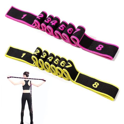LINGJIA 2 Piezas Bandas Elasticas Fitness, Bandas Elásticas de Yoga, Bandas de Pilates, Bandas de Ejercicio Ajustables Bandas de Fitness para Ejercicios de Estiramiento de Pilates, Danza, Gimnasia