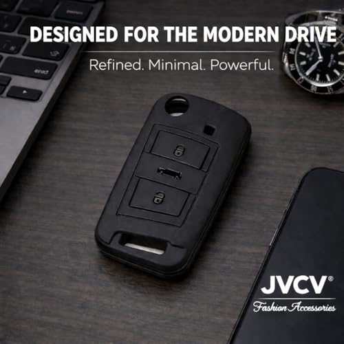 Image of JVCV Soft TPU Cover Compatible with Skoda Kushaq Taigun Tiguan Virtus Octavia Kodiaq Superb Folding Key | Scratch-Resistant Protective Case (2 Pack - Matte Black)