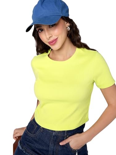 Haut en coton rose pour femme avec manches mi-longues col rond taille XS