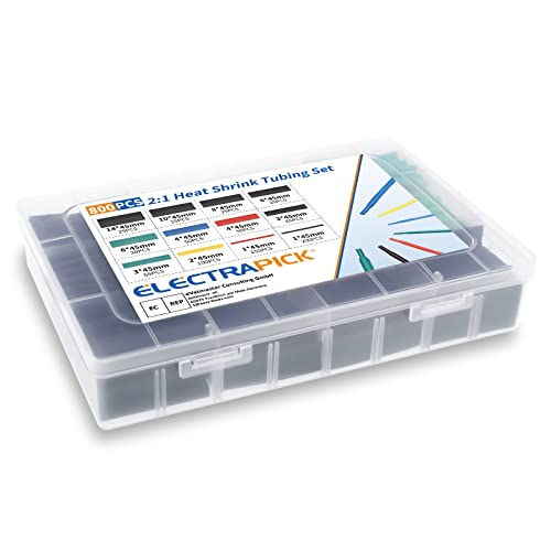ELECTRAPICK 800 Stück Schrumpfschlauch Set, Kabel Reparaturset, Schrumpfschläuche Sortiment, 2:1 Schrumpfverhältnis, Farbig Isolierschlauch für Kabel, DIY Werkzeug Set (5 Farben, 8 Größen)