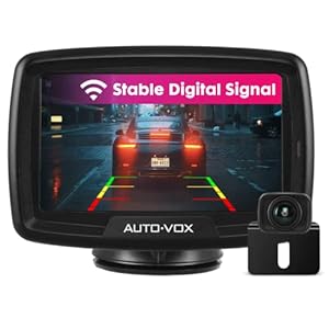 AUTO-VOX CS-2 Digital Wireless Reversing Camera kit, Stable Signal Rear Camera, Super Night Vision Reverse Camera and 4.3″ Rear View Monitor for Cars