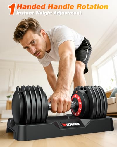 Image of Rendpas Adjustable Dumbbell Set, Quick Adjust Free Weights for Home Gym