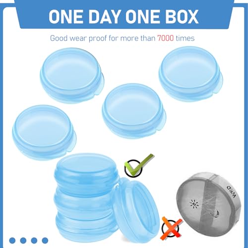Image of 4 Pcs Mini Pill Organizer Small Pill Box Cute Portable Pill Case for Pocket Purse Travel Storage Containers Earplug Case Medicine Dispenser Vitamin Holder (4 Blue)