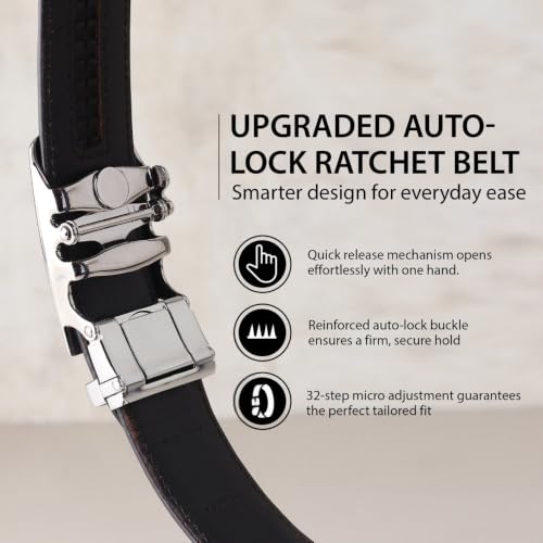 Image of HAYES LONDON Leather Ratchet Belt for Men | Adjustable No-Holes | Customizable Fit, Stylish & Effortless Buckle | Formal & Casual Wear Belts
