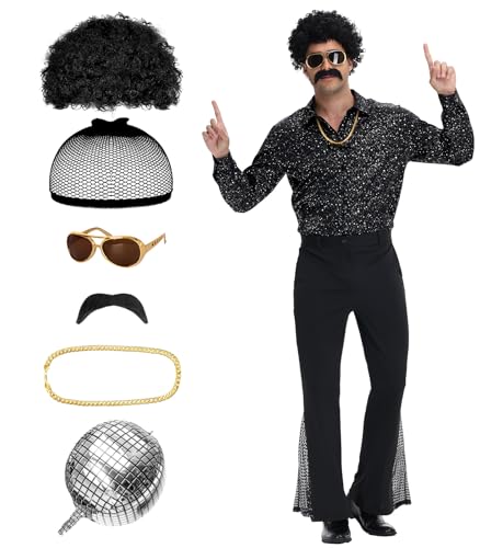 TobWeaL 70s Disco Outfits for Men - Retro Bell Bottom