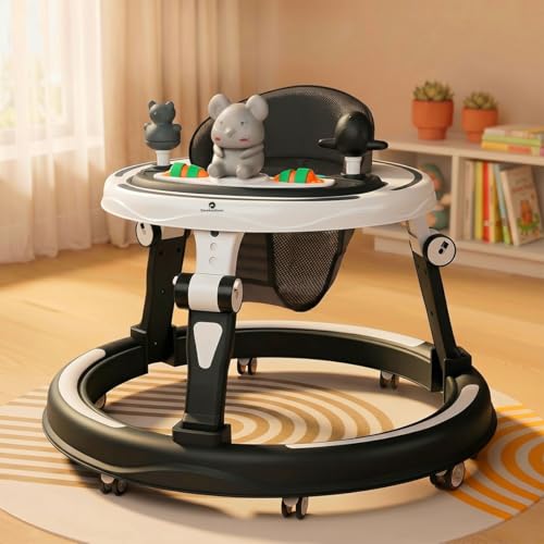 Image of StarAndDaisy 360 Baby Walker 6-24 Months / 7 Level Height Adjustment Walker for Kids Boy and Girl with Switchable Food & Musical Tray /Premium Baby Activity Walker - Black
