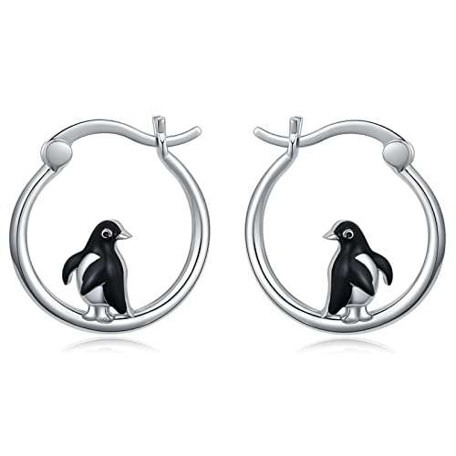 Pinguin Ohrringe Mädchen Silber 925 Creolen Pinguin Ohrstecker Pinguin Schmuck Geschenke für Frauen Damen Kinder Cover