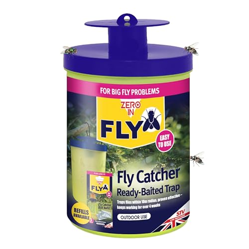 Zero In® Fly Catcher Ready-Baited Trap, Effective and Convenient Fly Control, Pre-Baited for Instant Use, Non-Toxic, Odour-Free, Outdoor Use