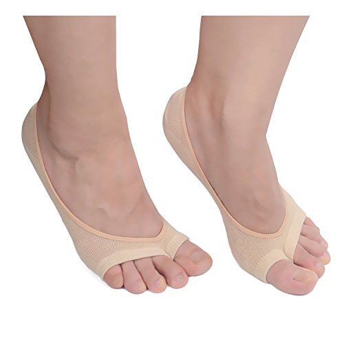 Image of seven wolves Womens Peep Toe Socks 6 Pairs, Toeless Cotton No Show Socks Non Slip Shoe Liner
