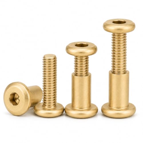 Image of By VP INDUSTRIES (Combo -20 Pcs) M8x90 mm Allen JCB Head Screw with Sleeve Nut & Allen Key | Brass Gold Male-Female Connector for Wood Work, Electrical Fittings, DIY Projects & Industrial Use