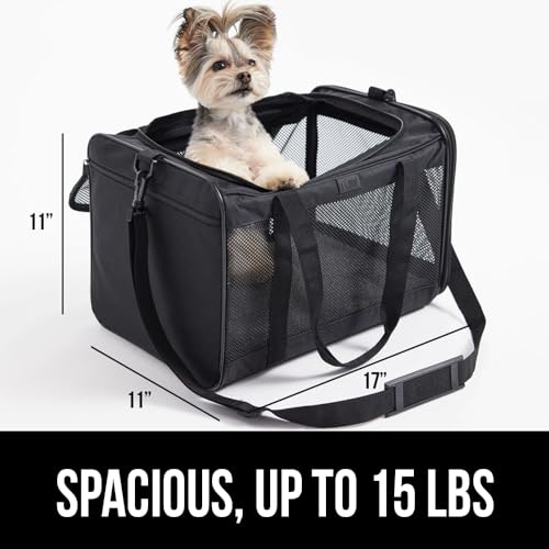 Gorilla Grip Bolsa transportadora para gatos de viagem aérea de até 15 libras, transportadora dobráv