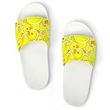 Jeireumteor Cute Yellow Rubber Ducks Pillow House Slippers Non-Slip Shower Shoes Indoor House Slides Bathroom Sandals Shower Sandals for Men Women