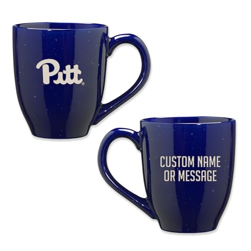 Image of Rico Industries NCAA Pitt Panthers Royal Blue Personalized 16 oz Team Color Laser Engraved Speckled Ceramic Coffee Mug